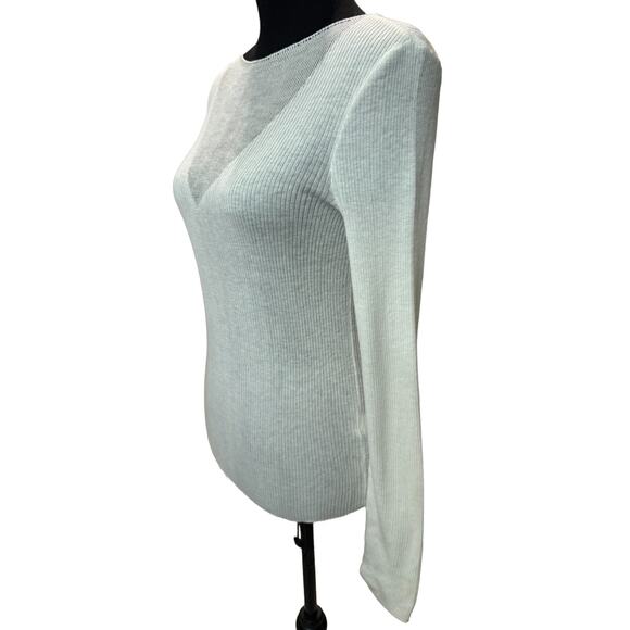 New ~ HALOGEN ~ Sheer Illusion Neck Rib Sweater Size S VISCOSE - Picture 5 of 9